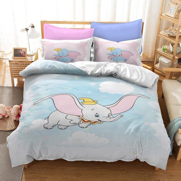 Dumbo Bedding Set Duvet Cover Comforter Sets Sheet Baby Bedspreads pillowcase3-Piece Bedding Set (1 Duvet Cover + 2 Pillow Shams)