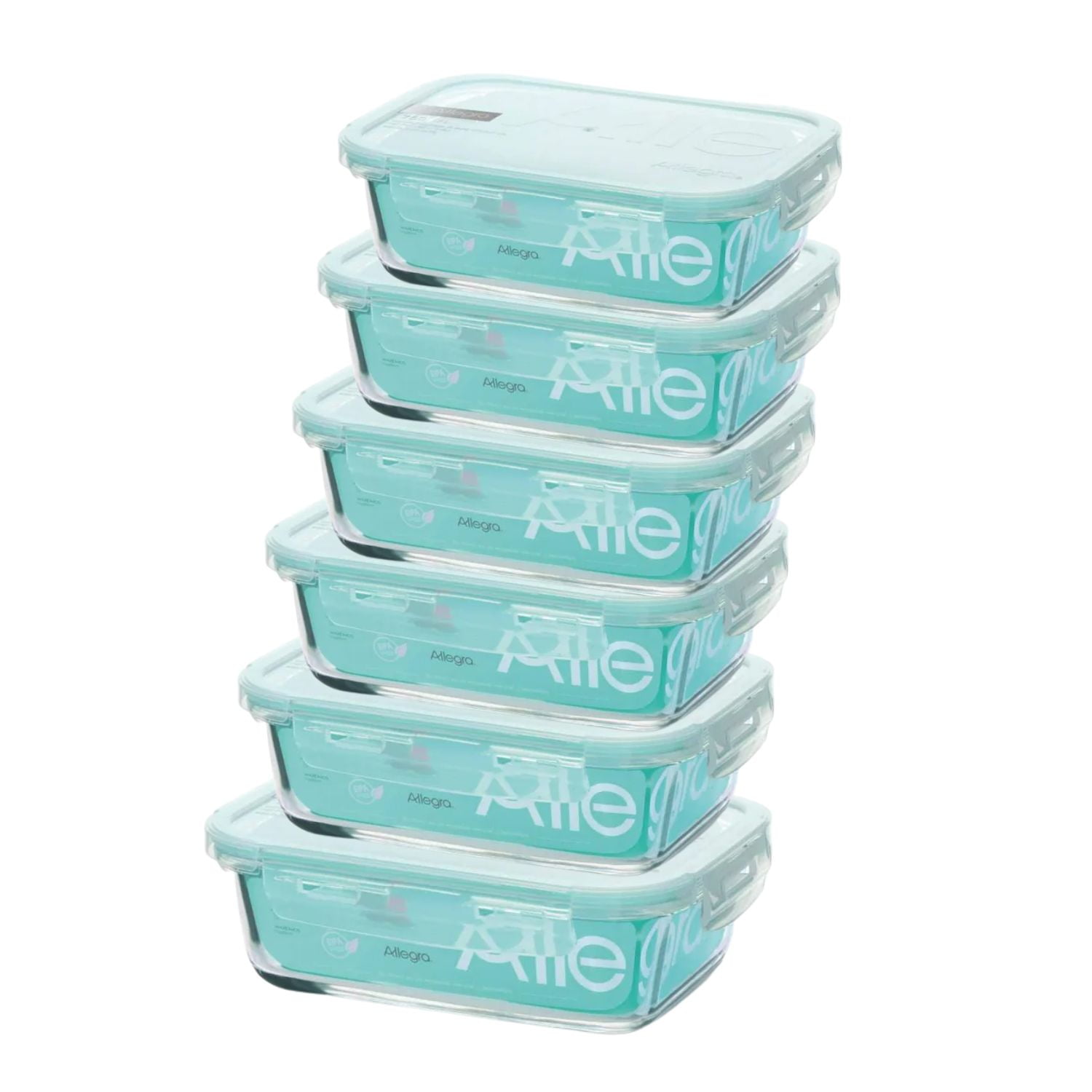 Set 6 Contenedores Hermetico Rectangular 420ml Allegra