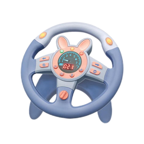 Juguetes de volante, juguete de conducción de automóviles, kilómetro digital de conducción simulada para niños y niñas, conocimiento del tráfico con , Azul Redondo Azul
