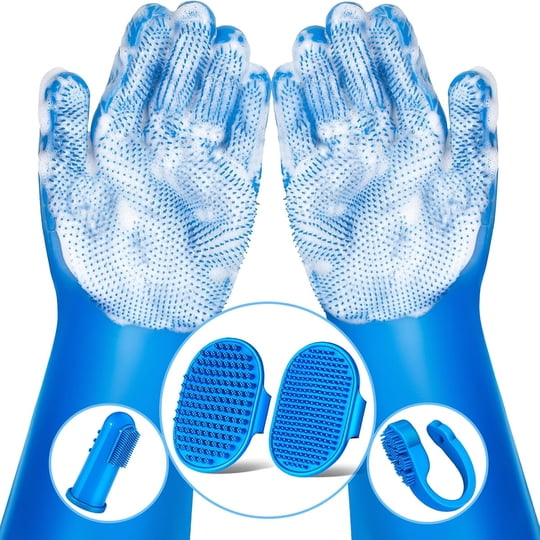 Kit De Grooming Para Mascotas Augwind 6 Piezas Con Guantes De Silicona Y Cepillos