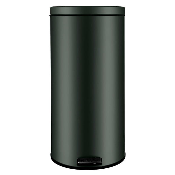 Basurero 30L Redondo Con Pedal Acero Laminado - Plástico Negro
