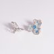 thumbnail image 3 of Aretes Elegantes de Flores para Mujer, Aretes de Botón Azules de Plata Esterlina, Delicados Aretes de Diamante Azul Simulado con CZ para Mujer, Aretes de Novia de Corte Mixto, Aretes de Boda, 3 of 5