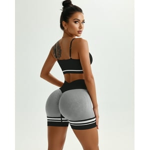 Flix Spa - Conjunto Fitness Mujer Short Push Up Corte V Y Peto Top