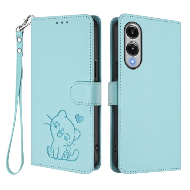 Funda de Gato tipo Libro para Samsung Galaxy S25 Edge, Verde Claro
