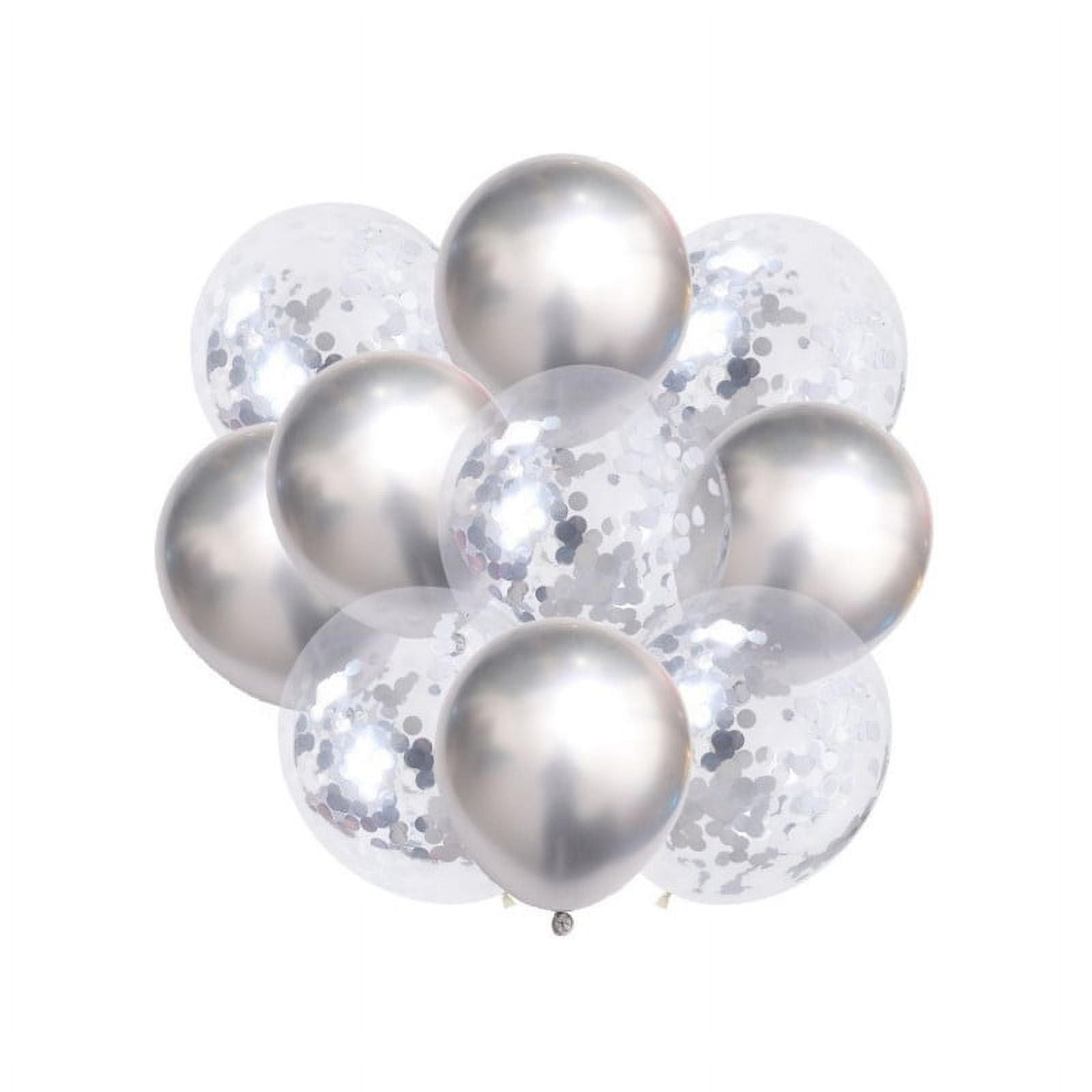 Babyluna - Set De 12 Globos Premium Para Fiestas Y Un Inflador Manual, Plateado