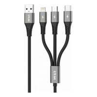 Irm - Cable Multicargador M2, 3 En 1, Conectores Compatibles Con Iphone, Tipo C Y Micro V8, 1.2M, Carga Rápida 2.4A