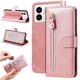 thumbnail image 1 of Funda tipo cartera para Samsung Galaxy S26 Edge con bolsillo con cremallera y ranuras para tarjetas – Función de soporte Rosa, 1 of 5