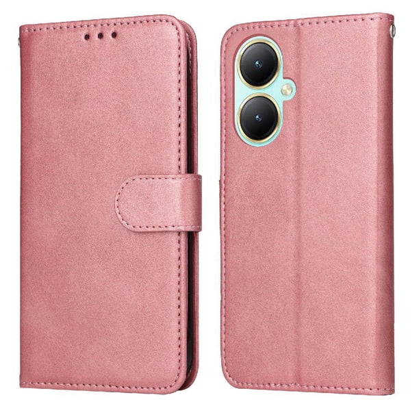 Funda Billetera para Vivo Y35 Plus con Porta Tarjetas y Soporte Ajustable Rosa