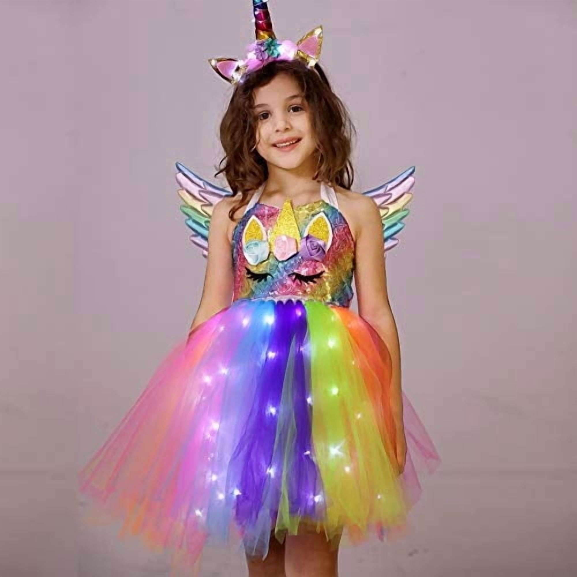Viyorshop Disfraz De Unicornio Para Niña, Tutú De Unicornio, Regalos De Cumpleaños, Luz Le Viyorshop Viyorshop