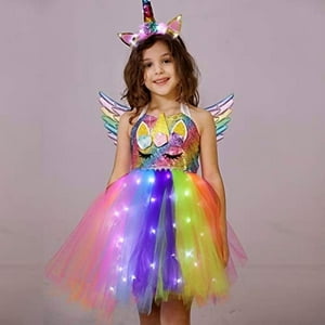 Viyorshop Disfraz De Unicornio Para Niña, Tutú De Unicornio, Regalos De Cumpleaños, Luz Le Viyorshop Viyorshop