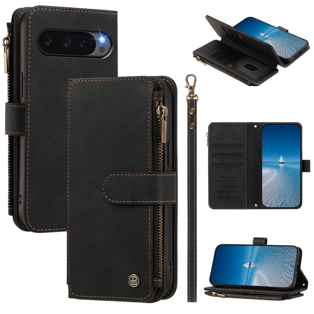 Cartera Google Pixel 9 Pro XL 5G con Monedero y Ranuras, Negro