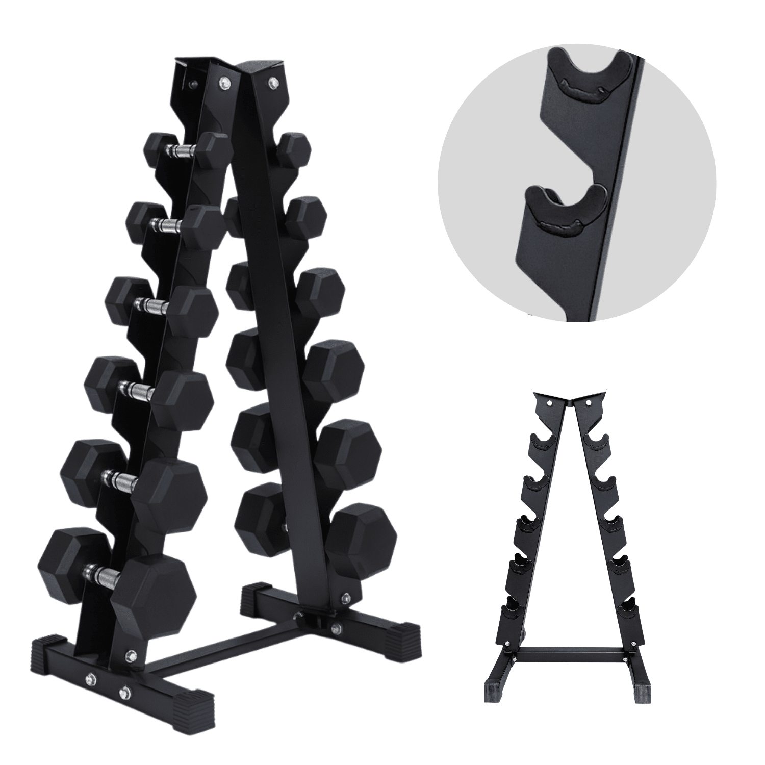 Linea Sport - Rack Para Mancuernas De 6 Pares Tipo Torre En A Organizador