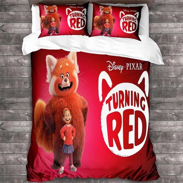Turning Red comforter sets, Cartoon Duvet Cover Pillowcase, Cute Bedding Set for Boys & Girls Home Room 175x220cm Bed Sheets