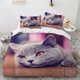 thumbnail image 2 of Cute White Cat Kitty Kitten Animal Print Quilt Duvet Cover Set Bedding3-Piece Bedding Set, 2 of 5