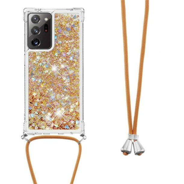 Funda FOXDOCK para Samsung Galaxy Note 20 Ultra con Cuerda Ajustable, Brillo Líquido, Protección Antigolpes y Lente – Ideal para Regalo