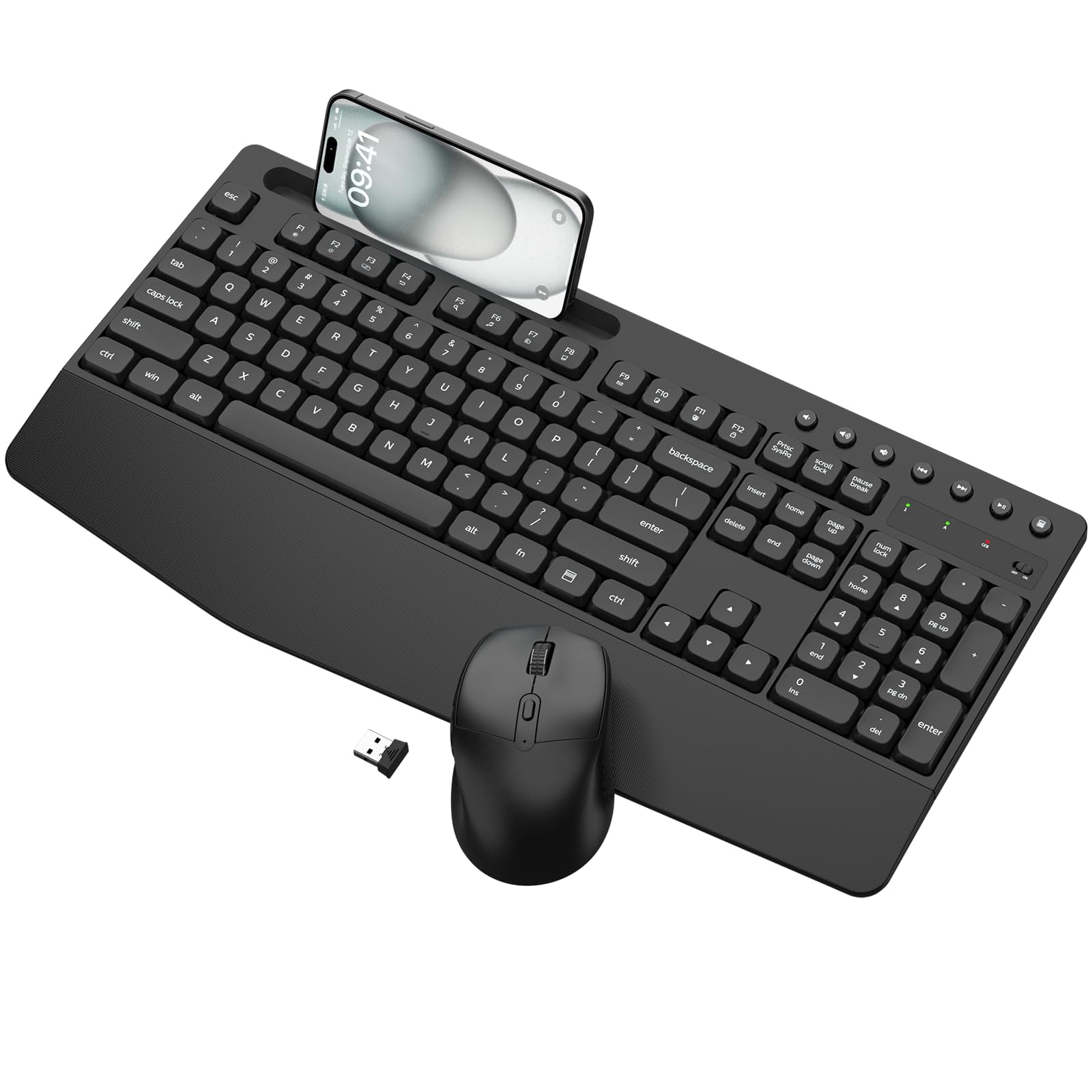 Combo De Teclado Y Ratón Inalámbricos Edjo Ergonómico De Tamaño Completo