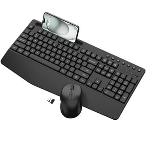Combo De Teclado Y Ratón Inalámbricos Edjo Ergonómico De Tamaño Completo