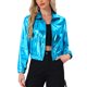 thumbnail image 1 of INSPIRE CHIC Chaqueta Metálica Ligera con Cremallera Brillante Holográfica para Fiesta de Mujer de Manga Larga XS Azul Medio, 1 of 6