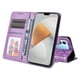 thumbnail image 4 of Funda tipo cartera FOXDOCK para Vivo V23 Pro , diseño girasol en relieve, cuero PU, cierre magnético, soporte y tarjetero, 4 of 5
