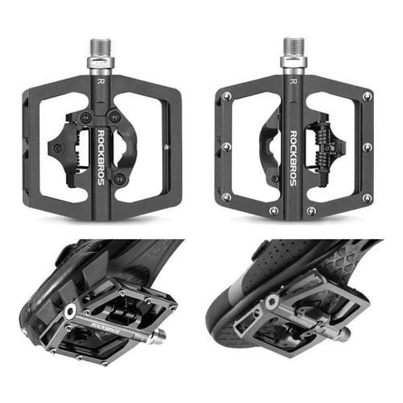 Pedales Mixtos Rockbros Plataforma / Fijación. Mtb Bicicleta Negro