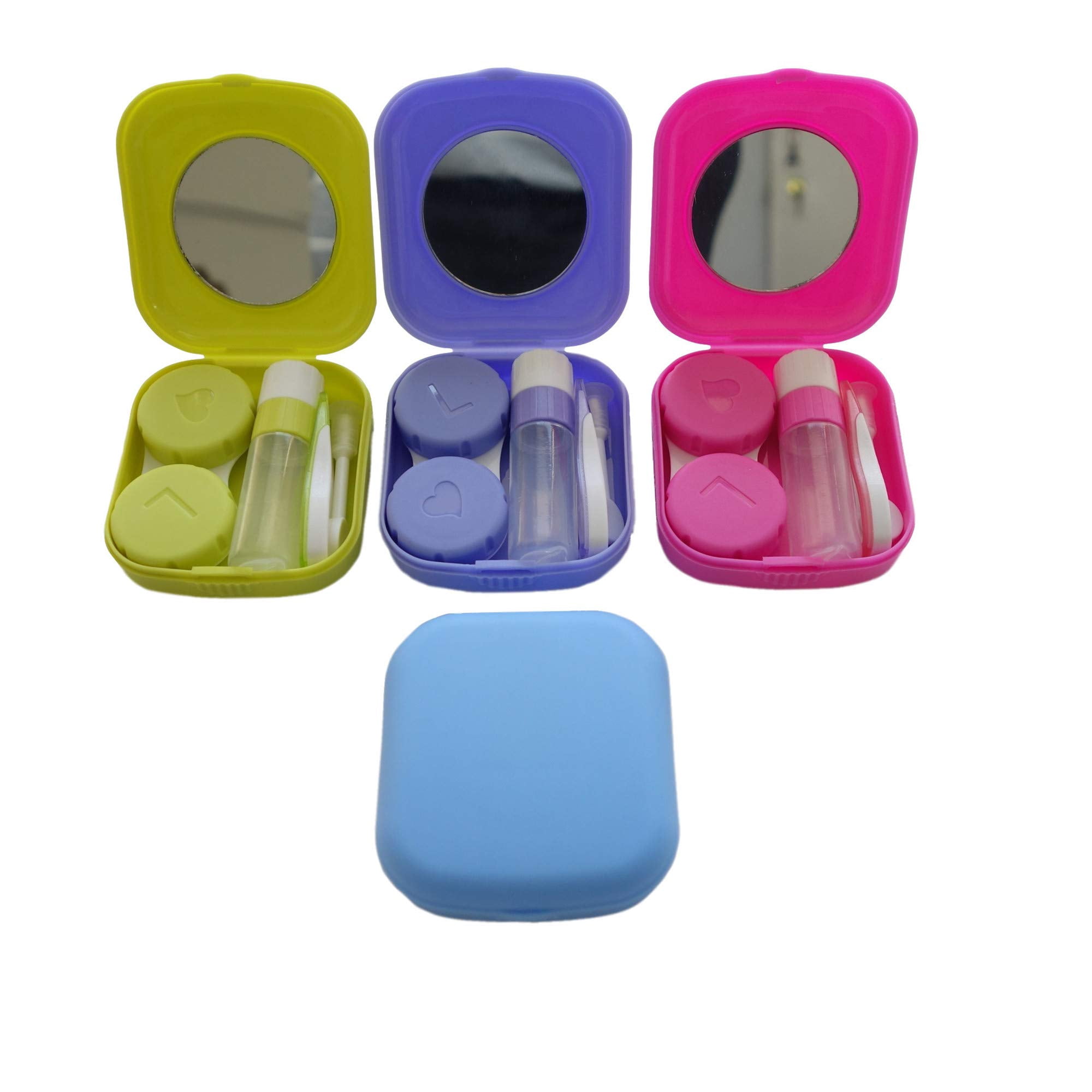 Estuche Para Lentes De Contacto Erewa Colorful, Paquete De 4 Con Espejo Y Accesorios