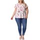 thumbnail image 4 of Agnes Orinda Blusas de Verano Casual de Talla Grande para Mujer con Estampado Floral, Volantes, Pliegues, Cuello en V, Manga Corta 1X Blanco Rosa Floral, 4 of 8