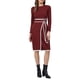 thumbnail image 2 of Vestido de Punto con Falso Envoltorio de Manga Larga para Mujer INSPIRE CHIC, Color Contrastante, Casual para Trabajo, Vestidos Acanalados L Rojo Oscuro, 2 of 5