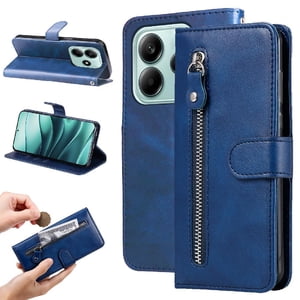Gangxun - Funda Con Cremallera Para Xiaomi Poco M7 Pro 5G, Carcasa Cartera De Cuero Pu Con Soporte Y Tarjetero