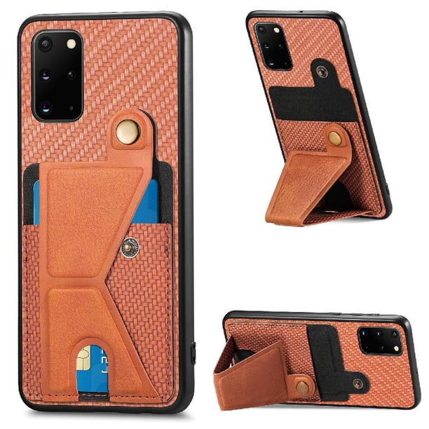 Funda Resistente para Samsung Galaxy S20 Plus con Tarjetero y Soporte, Diseño Magnético Marrón