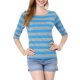 thumbnail image 2 of INSPIRE CHIC Camiseta de Mujer con Mangas al Codo Cuello Redondo Ajustada Básica Regreso a Clases Casual Estampada Azul Gris XL, 2 of 8