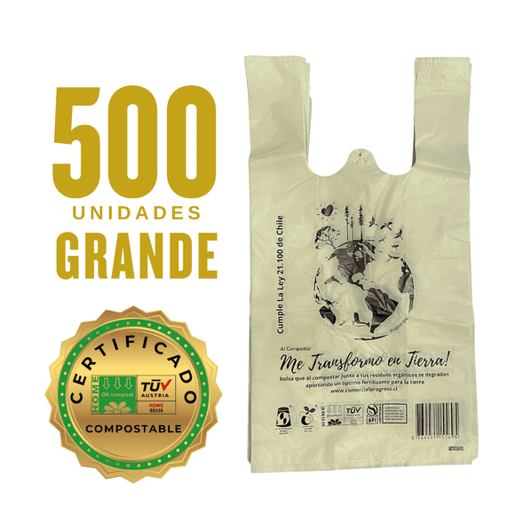 Bolsa Compostable y Biodegradable | 48x55 cm | 500 unidades