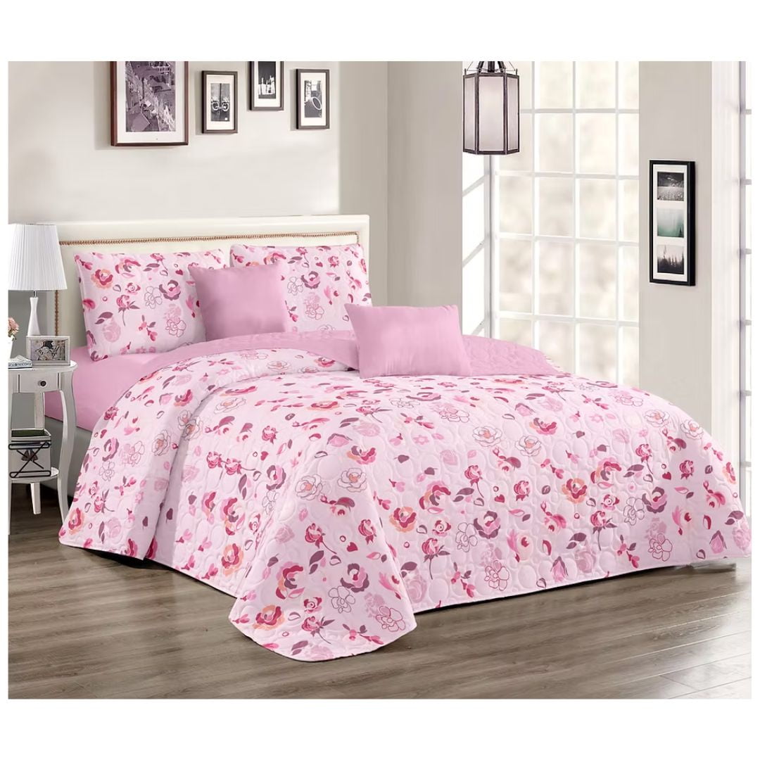 Genérico - Cubrecama Quilt Verano Super King 270 X 290 Cm - Palo Rosa Flores Kfl694