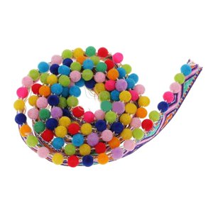 Bothyi - Cinta De Adorno De Flecos Con Pompón De 1 Yarda, Cinta Jacquard Para Bolsas De Ropa Artesanales, Ancho De 28Mm