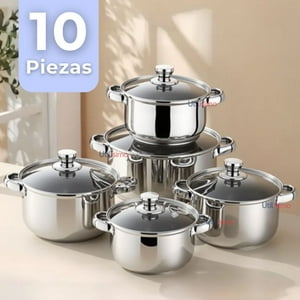 Line - Juego De Mini Ollas En Acero Con Tapa En Vidrio Templado 10 Piezas Utensilios De Cocina (0)