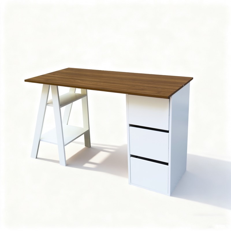 Escritorio Minimalista Blanco 120Cm Melamina Resistente Blanco