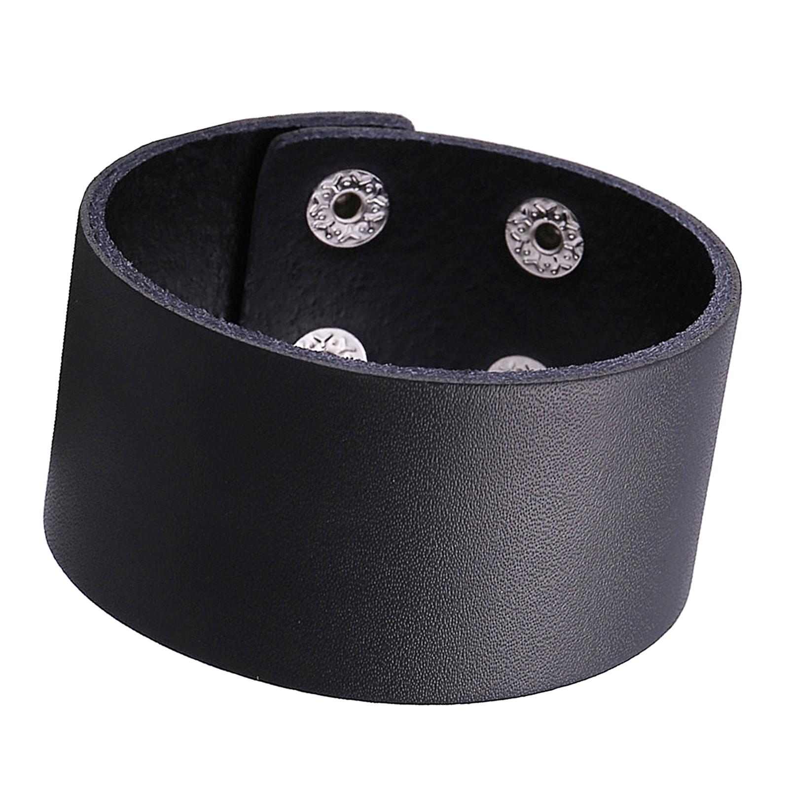 Ioensy - Pulsera Punk Regalos Hechos A Mano Amplia Moda Vintage Para Negocios Chicos Marido Negro