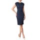 thumbnail image 1 of INSPIRE CHIC Vestido con Cuello de Cisne para Mujeres, Manga Corta, Vestido Ajustado de Trabajo con Cinturón XS Azul, 1 of 6