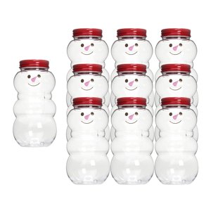 Bothyi - 10X Muñeco De Nieve Botellas De Jugo Navidad 500Ml Transparente Para Escalada Camping Rojo