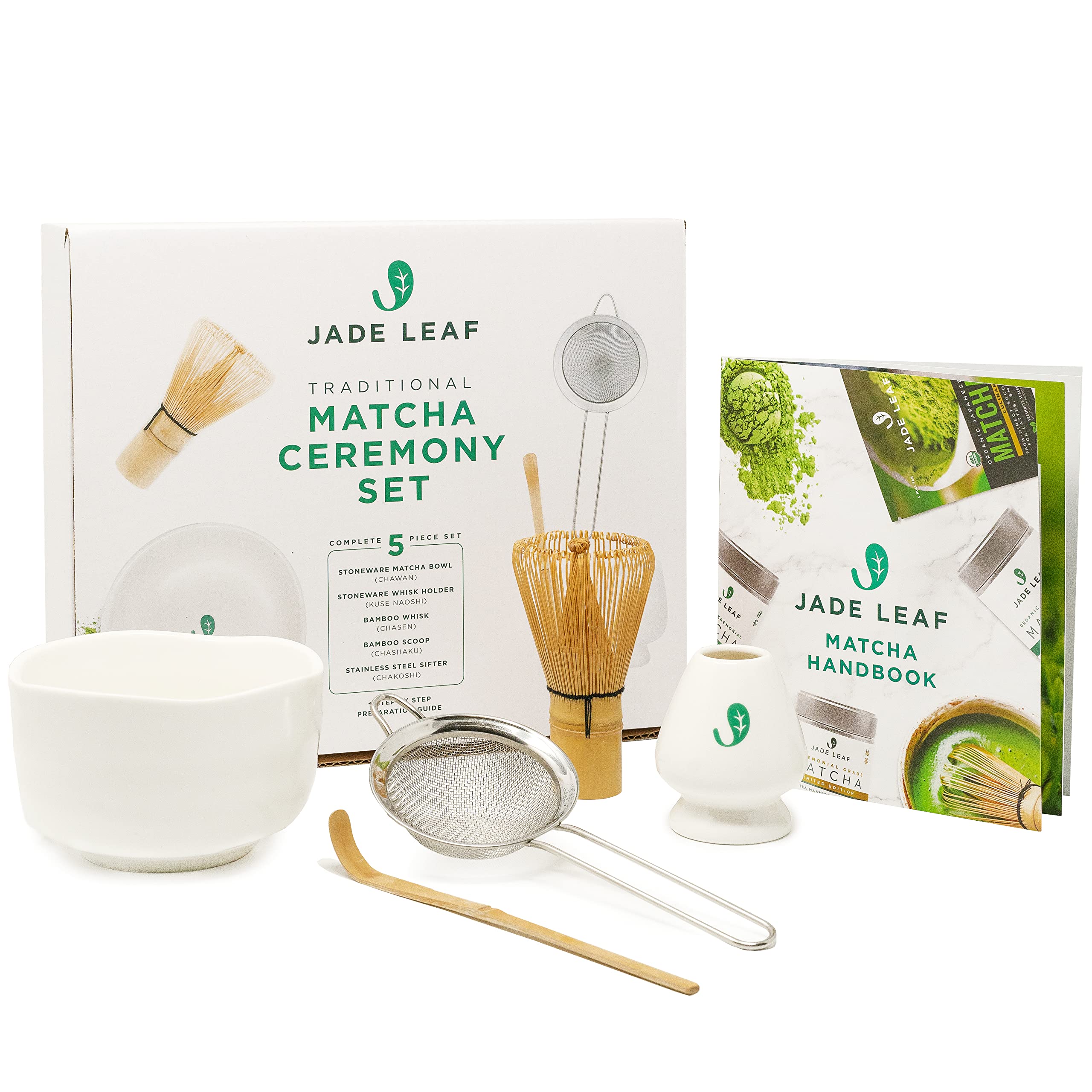 Jade Leaf Matcha - Juego De Batidores Para Matcha Con Hojas De Jade Para Ceremonias De Bambú Y Gres