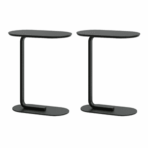 Moboi - Pack 2 Mesas De Centro Lateral Auxiliar Minimalista Negra