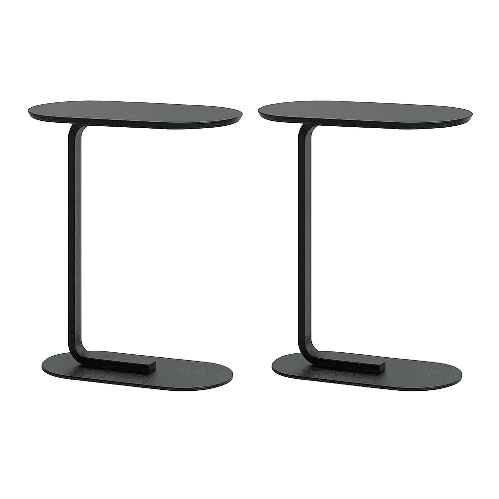 Moboi - Pack 2 Mesas De Centro Lateral Auxiliar Minimalista Negra