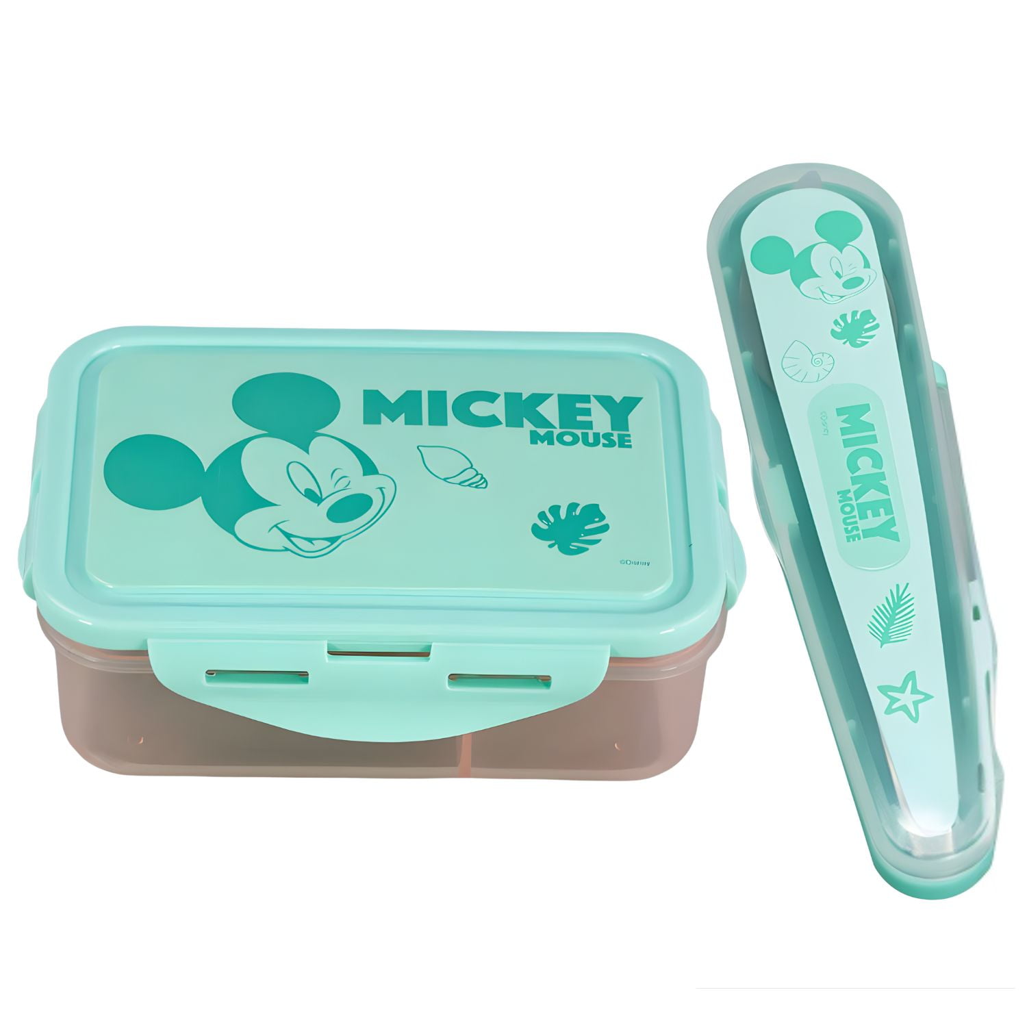 Disney - Hermetico Mickey 700ml Divisiones + Cubiertos Mickey - Ps