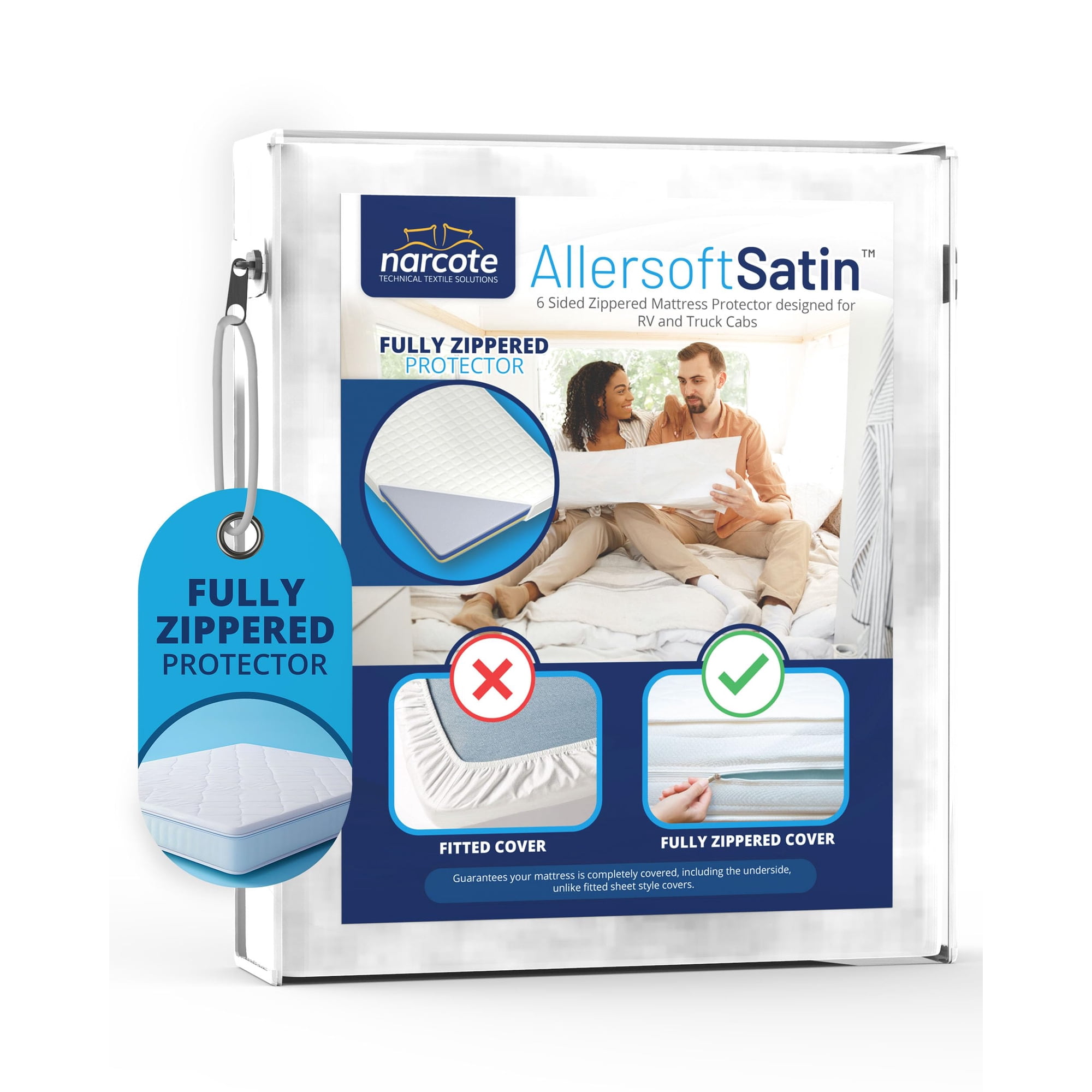 Protector De Colchón Allersoft Rv De 6 Lados Con Cierre De Cremallera, 130 X 190 Cm