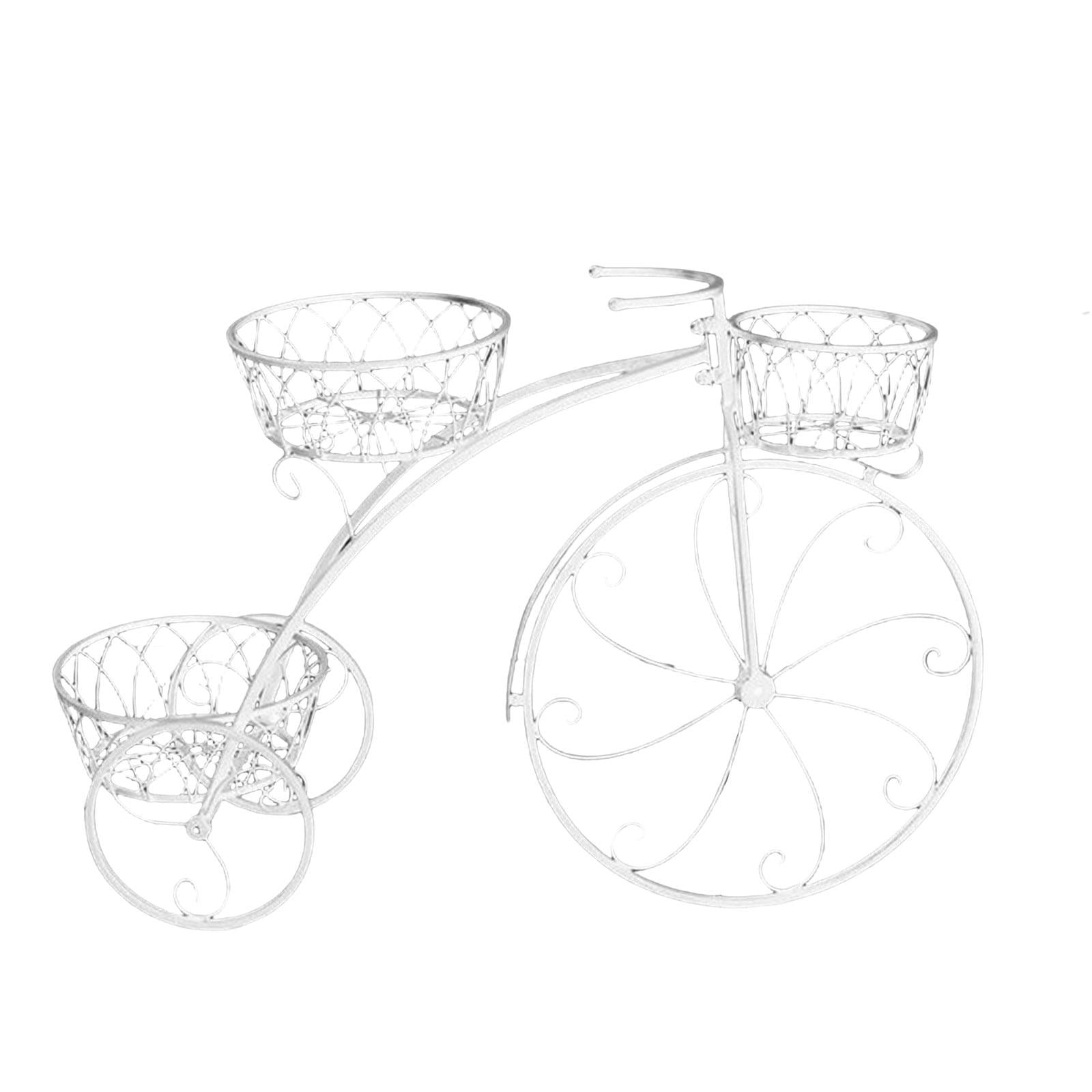 Magideal - Estante De Exhibición De Cesta De Flores De Bicicleta, Estante De Almacenamiento Decorativo, Estantería De Metal, Soporte De Planta De Bicicleta Para , Blanco