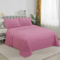 Casadeliacl - Sábanas W.M G Juego De 200 Hilos Para Colchón 2 Plazas Rosada Liso