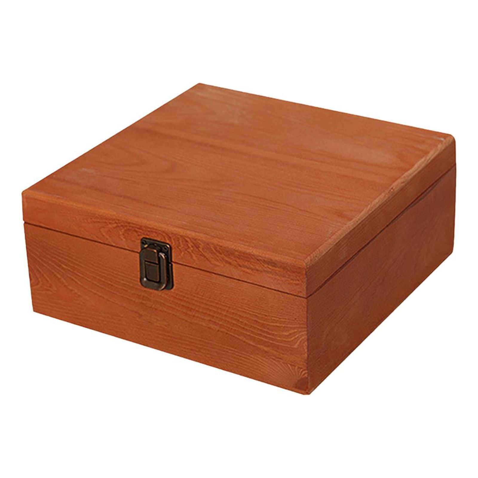 Bothyi - Caja De Almacenamiento De Madera Decoraciones Portátiles Para El Hogar Caja De Regalo Sin Terminar Caja De Baratija Marrón 23x23x10cm