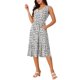 thumbnail image 4 of INSPIRE CHIC Vestido Midi Sin Mangas de Mujer con Estampado Floral de Rayón, Escote en V, Volantes en Capas, Cintura Elástica, Vestido Casual de Verano con Bolsillos Blanco XL, 4 of 6