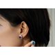 thumbnail image 5 of Aretes de Paraiba Azul Simulada de Forma Ovalada / Rubí Creado para Mujer con Acabado Cepillado Aretes de Plata Esterlina 925 Aretes de Botón de Diamante Simulado con CZ para Mujer, 5 of 5