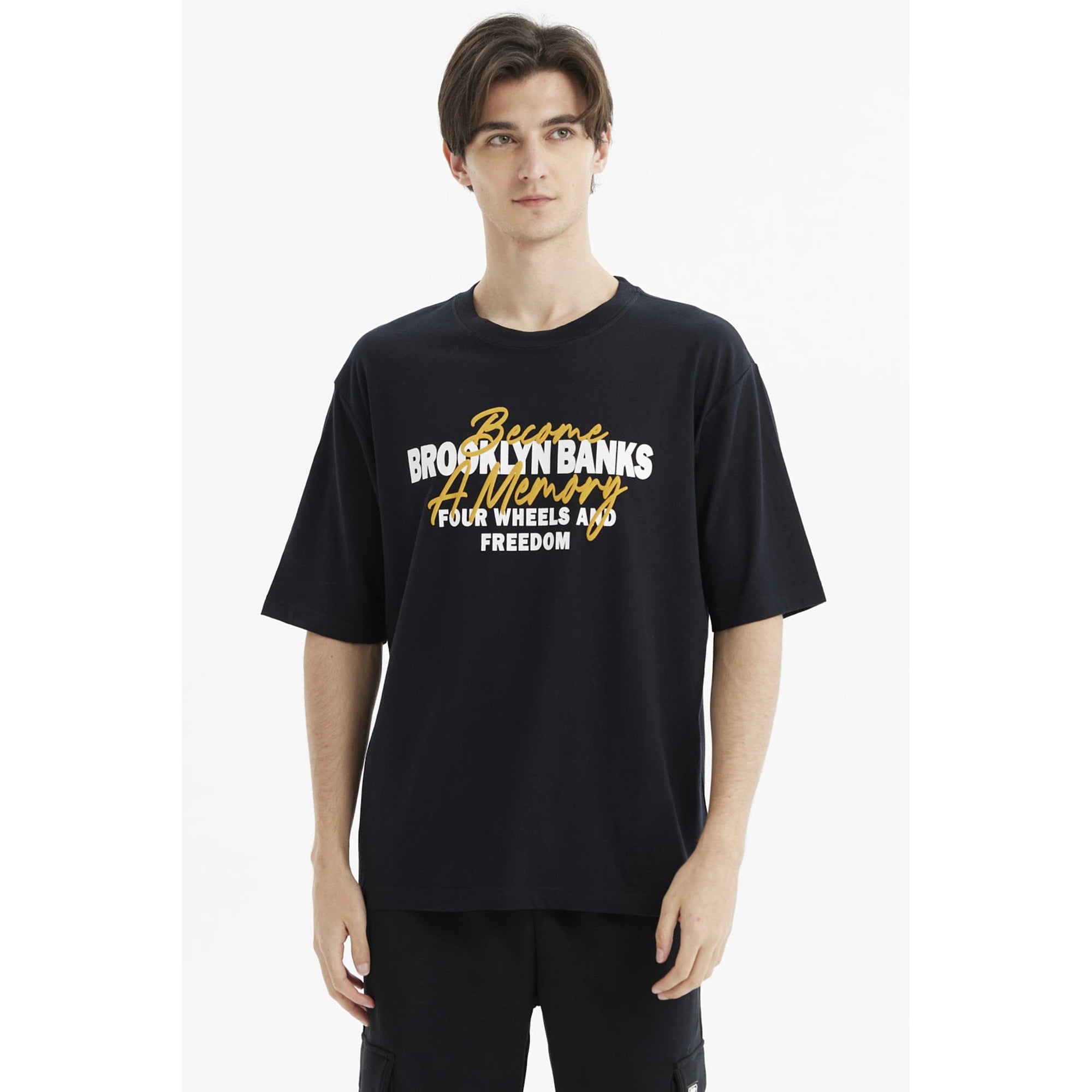 Fashionspark - Polera Hombre Oversize Brooklyn Negro