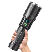 Xusx111 - Linterna De Alto Lúmen - Con Pantalla Lcd, Haz Largo Zoomable - Para Acampar, Pasear Con Perros, Para Linternas Recargables De Emergencia En El Hogar